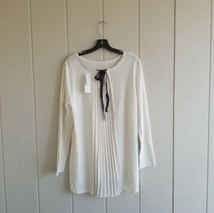 NWT SOFT SURROUNDINGS Large Pleated Back  Ecru Ivory Reserva Sweater Tunic